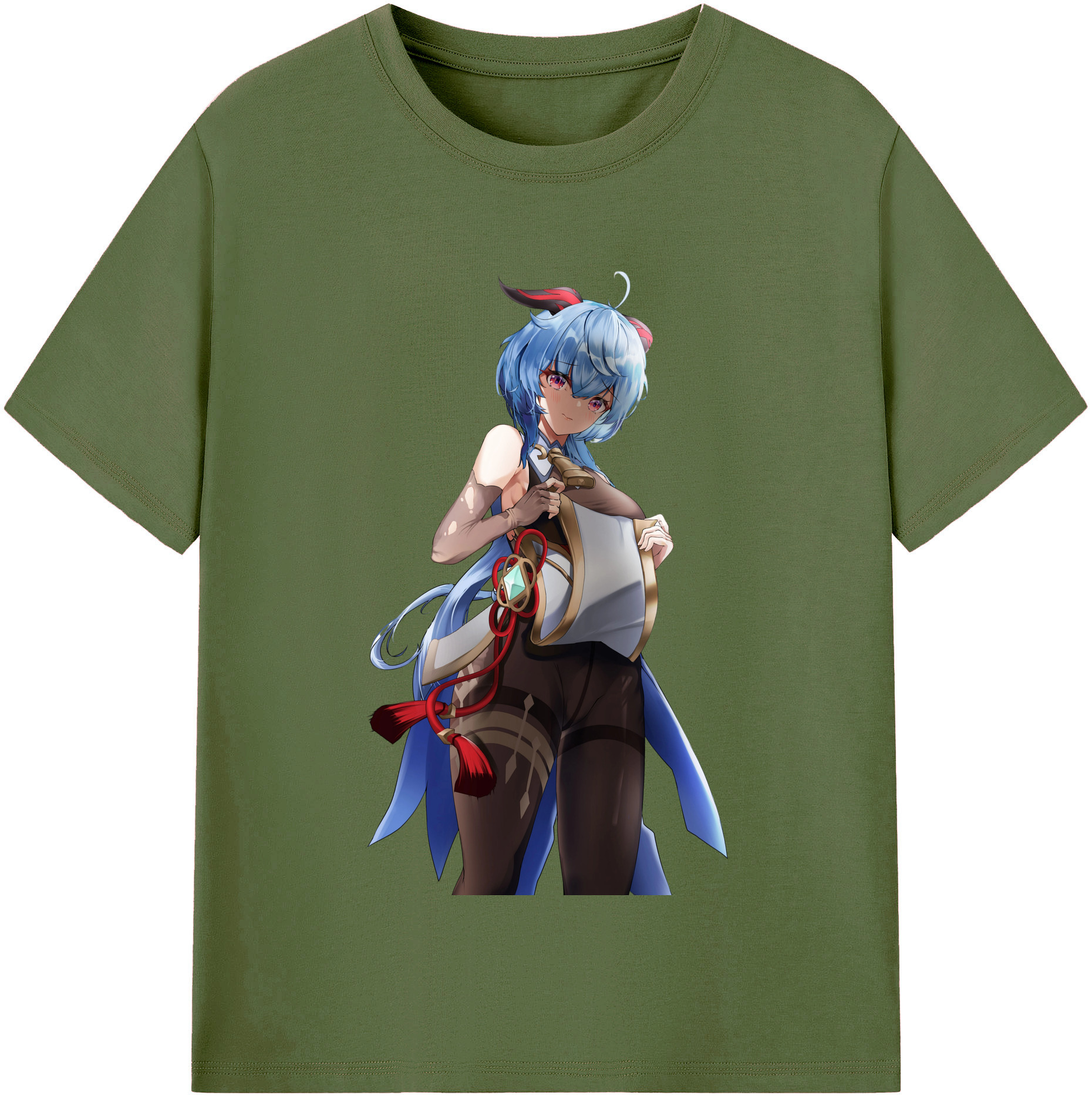 げんし神 甘雨 かんう genshin Ganyu 綿100％半袖Tシャツ（フロントプリント）